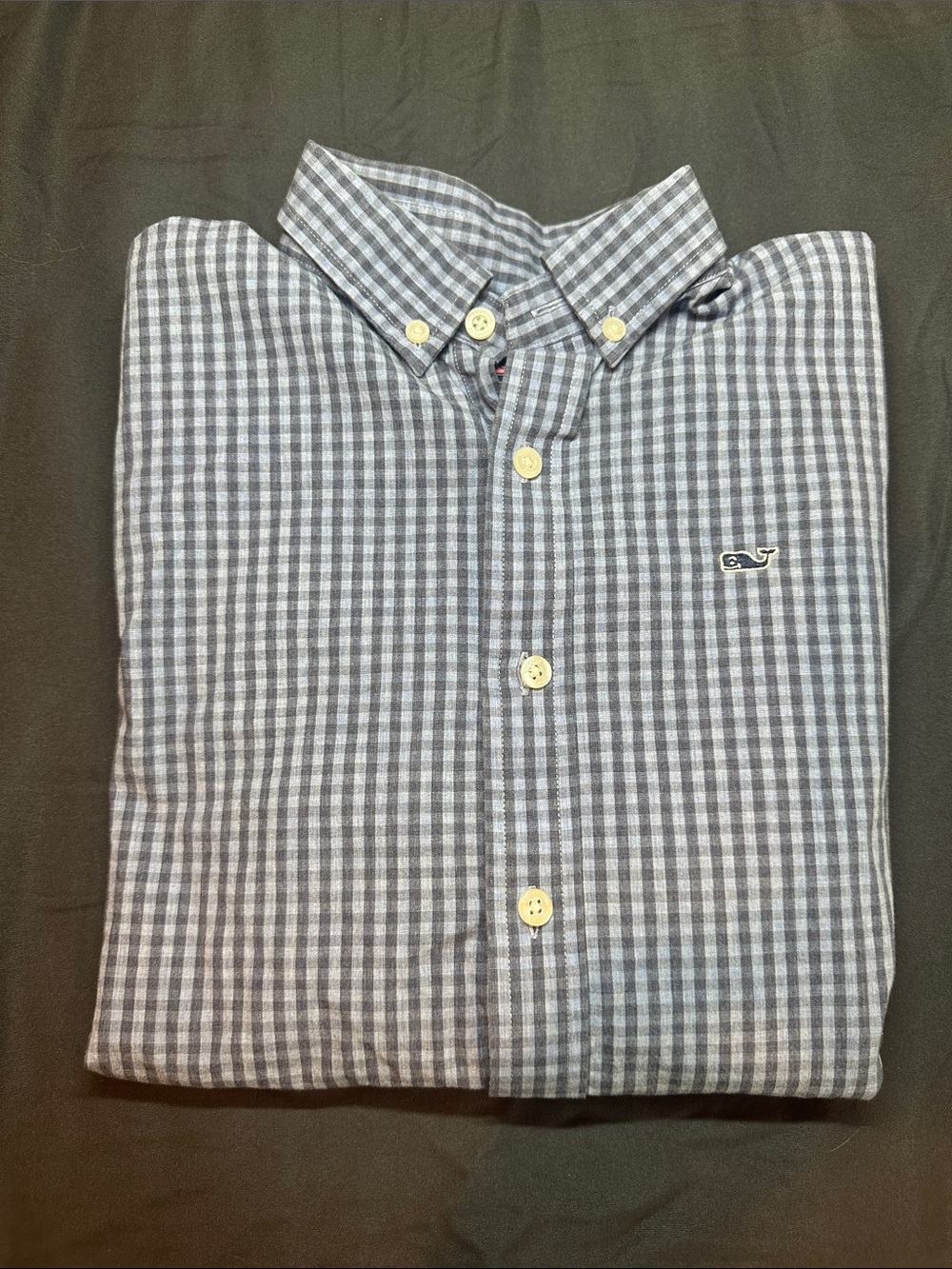 Vineyard Vines Boys Blue and White Gingham Button-Down Shirt